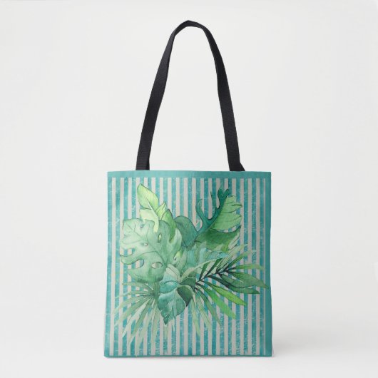 Tropische bladeren Groene Blauwgroen schaduwen Tote Bag (Voorkant)
