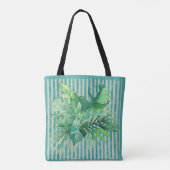 Tropische bladeren Groene Blauwgroen schaduwen Tote Bag (Achterkant)