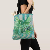 Tropische bladeren Groene Blauwgroen schaduwen Tote Bag (Dichtbij)