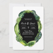 Tropische Bladeren Groene Elegante Chic Bruiloft Kaart (Voorkant)