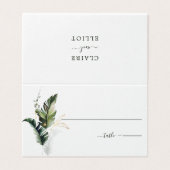 Tropische bladeren groene trouwplaats kaart (Buitenkant ongevouwen)