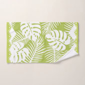 Tropische bladeren Groene witte Fancy Trim Bad Handdoek (Handdoek)