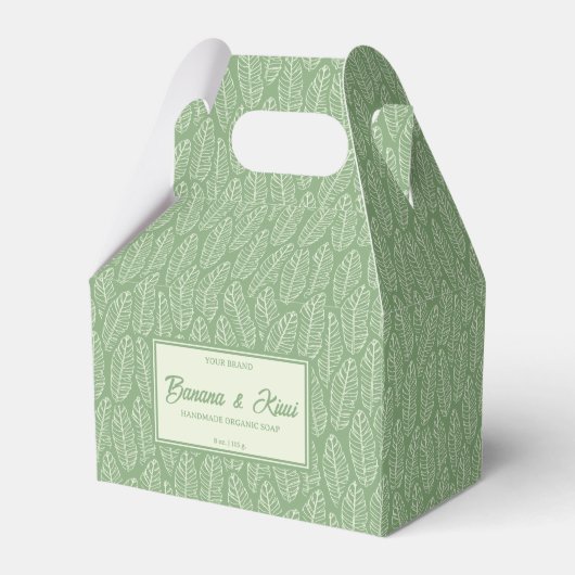 Tropische bladeren groene zeep bar doos merk verpa bedankdoosjes (Voorkant Zijde)