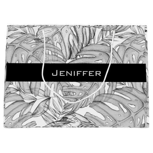 Tropische bladeren groot cadeauzakje (Voorkant)