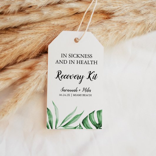 Tropische bladeren Hangover Recovery Kit Favor Cft Cadeaulabel