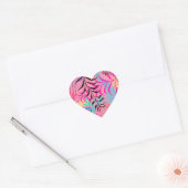 Tropische bladeren hart sticker (Envelop)