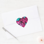 Tropische bladeren hart sticker (Envelop)