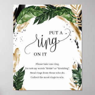 Tropische bladeren hawai zetten een ring op het bo poster