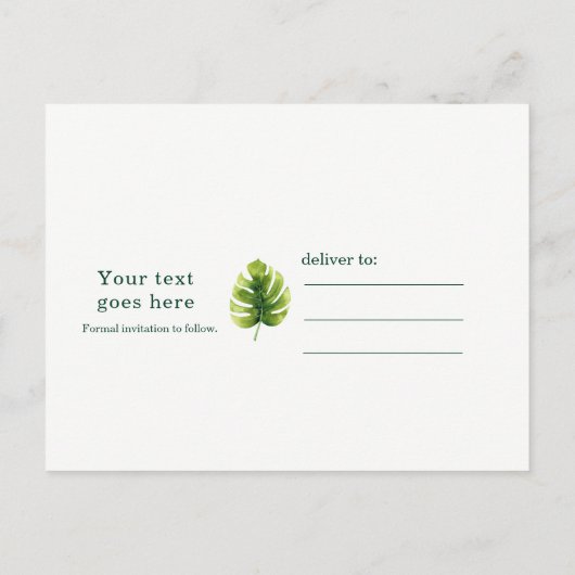 Tropische Bladeren Hawaiaanse Huwelijksaankondigin Aankondigingskaart (Achterkant)