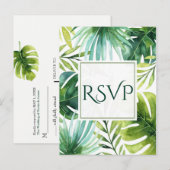 Tropische bladeren Hawaiaanse zomer bruiloft RSVP Uitnodiging Briefkaart (Voorkant / Achterkant)
