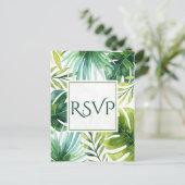 Tropische bladeren Hawaiaanse zomer bruiloft RSVP Uitnodiging Briefkaart (Staand voorkant)