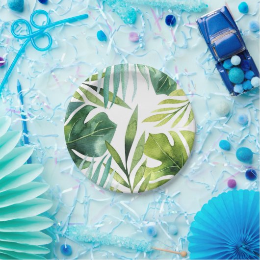 Tropische Bladeren Hawaiaanse Zomerfeest Trouwdag Papieren Bordje (Feest)