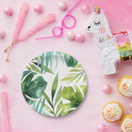 Tropische Bladeren Hawaiaanse Zomerfeest Trouwdag Papieren Bordje (Feest)