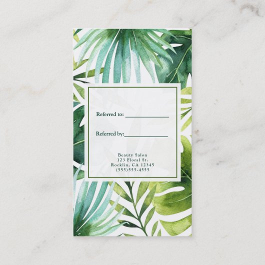 Tropische bladeren Hawaiiaanse Planten verwijzen n Aanbevelingskaartje (Achterkant)