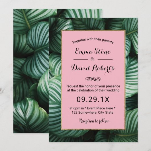 Tropische bladeren Hawaiian Beach Weddenschap Kaart (Voorkant / Achterkant)