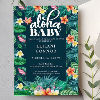 Tropische bladeren Hawaiian Floral Aloha Baby show Kaart