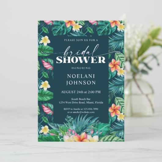 Tropische bladeren Hawaiian Floral Vrijgezellenfee Kaart (Staand voorkant)