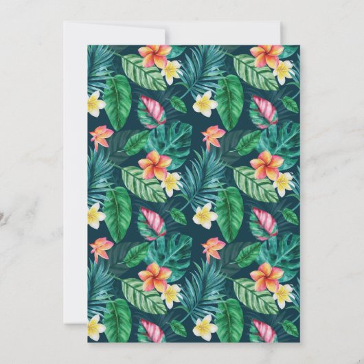 Tropische bladeren Hawaiian Floral Vrijgezellenfee Kaart (Achterkant)