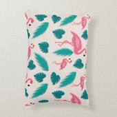 Tropische Bladeren Heet Roze Flamingo Modern Monog Accent Kussen (Achterkant (Verticaal))