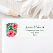 Tropische bladeren Hibiscus adreslabel Etiket (Insitu)