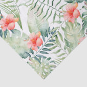 Tropische bladeren Hibiscus Bloemen Waterverf Tissuepapier (Detail)