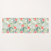 Tropische bladeren Hibiscus Bloemen Waterverf Yogamat (Voorkant (horizontaal))