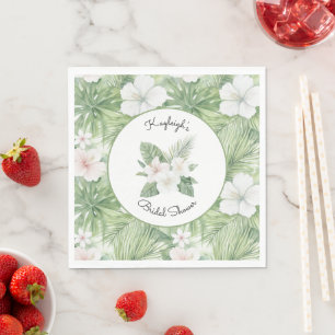 Tropische Bladeren Hibiscus Bloemrijke Bruiloft Fe Servet