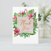 Tropische bladeren Hibiscus flamingo's dank je kaa Bedankkaart (Staand voorkant)