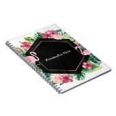 Tropische bladeren Hibiscus Flamingos Elegant Chic Notitieboek (Rechterzijde)