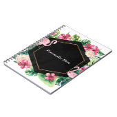 Tropische bladeren Hibiscus Flamingos Elegant Chic Notitieboek (Linkerzijde)