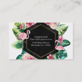 Tropische bladeren Hibiscus Flamingos Elegant Chic Visitekaartje (Achterkant)