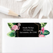 Tropische bladeren Hibiscus Flamingo's Uitnodiging Etiket (Insitu)