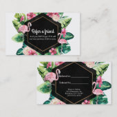 Tropische bladeren Hibiscus flamingo's verwijzen n Aanbevelingskaartje (Voorkant / Achterkant)