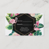 Tropische bladeren Hibiscus flamingo's verwijzen n Aanbevelingskaartje (Achterkant)