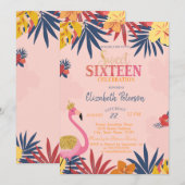 Tropische bladeren Hibiscus flamingo's zoet 16 Kaart (Voorkant / Achterkant)