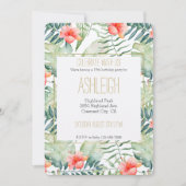 Tropische bladeren Hibiscus Floral Waterverf Kaart (Voorkant)