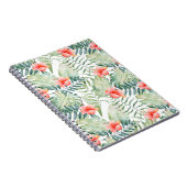 Tropische bladeren Hibiscus Floral Waterverf Notitieboek (Rechterzijde)