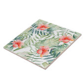 Tropische bladeren Hibiscus Floral Waterverf Tegeltje (Zijkant)
