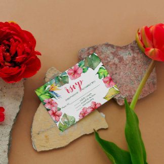 Tropische bladeren Hibiscus Hawaiian Luau RSVP-kaa RSVP Kaartje