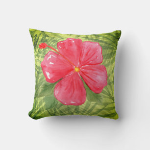 Tropische Bladeren & Hibiscus Kussen