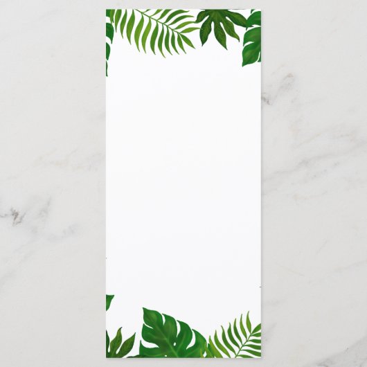 Tropische bladeren | Huwelijksmenu Menu (Achterkant)