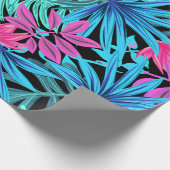 Tropische bladeren in blauw en roze Gift Cadeaupapier (Hoek)