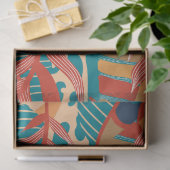 Tropische bladeren in Blauwgroen, rood, Oranje Tissuepapier (Geschenk)