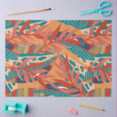 Tropische bladeren in Blauwgroen, rood, Oranje Tissuepapier (Craft)