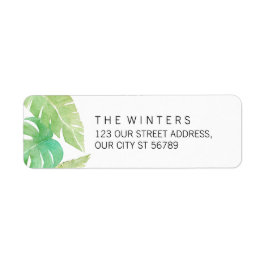 Tropische bladeren in de Waterverf Etiket