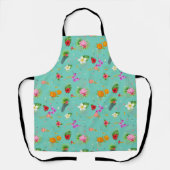 Tropische bladeren in Turquoise Schort (Voorkant)