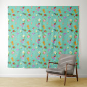 Tropische bladeren in Turquoise Wandkleed (In Situ (horizontaal))