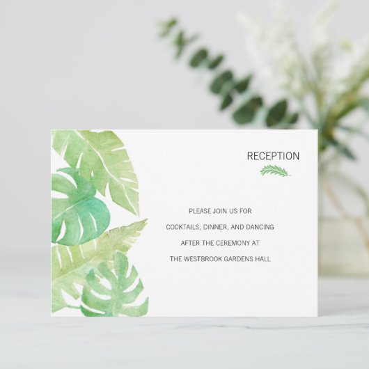 Tropische bladeren in Waterverf Insert Kaart (Staand voorkant)