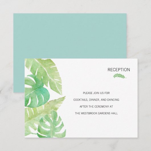 Tropische bladeren in Waterverf Insert Kaart (Voorkant / Achterkant)