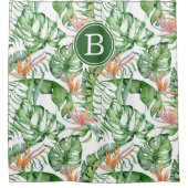 Tropische bladeren Initiaal douchegordijn (Voorkant)